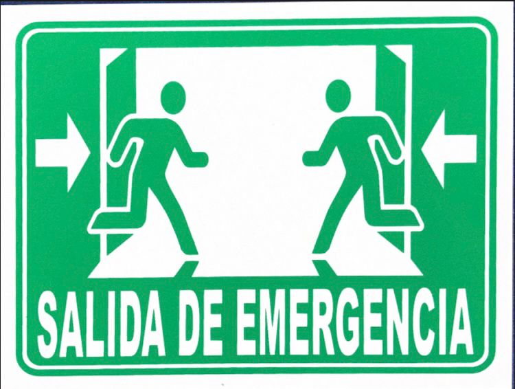 Señal verde indicando claramente una salida de emergencia
